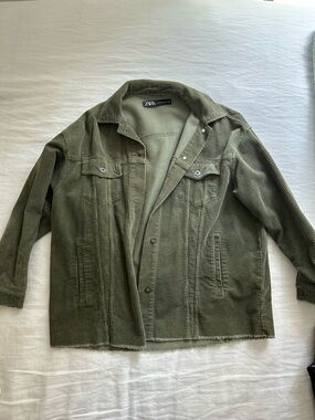 Zara Olive Corduroy Shirt Jacket